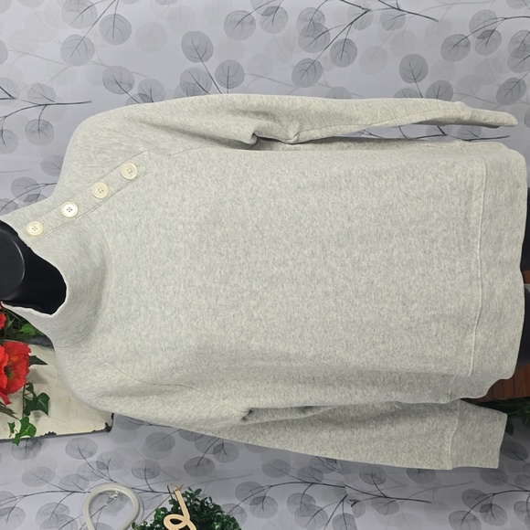 J.Crew Wide Button-collar Pullover Sweatshirt - Picture 2 of 7